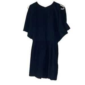 Wren Blue Silver Polka Dot Cold Shoulder Dress